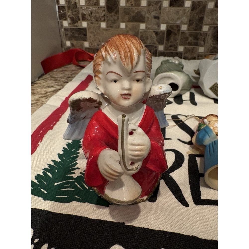 Lot of  8 Angel Ornaments Resin ceramic silver Figurines Christmas Decor Kids‎ - Picture 6 of 13